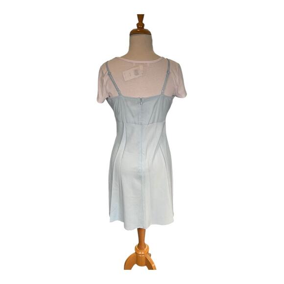 Madden Girl NWT Junior's 2 In 1 T-Shirt Slip Dress In Baby Blue and White Large - Picture 3 of 8